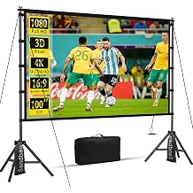 100inch Projector Screen and Stand,Outdoor and Indoor Projection Screen,169 4K HD Rear Front Movie Screen Portable with Carry Bag Wrinkle-Free Design for Home Theater 100inch