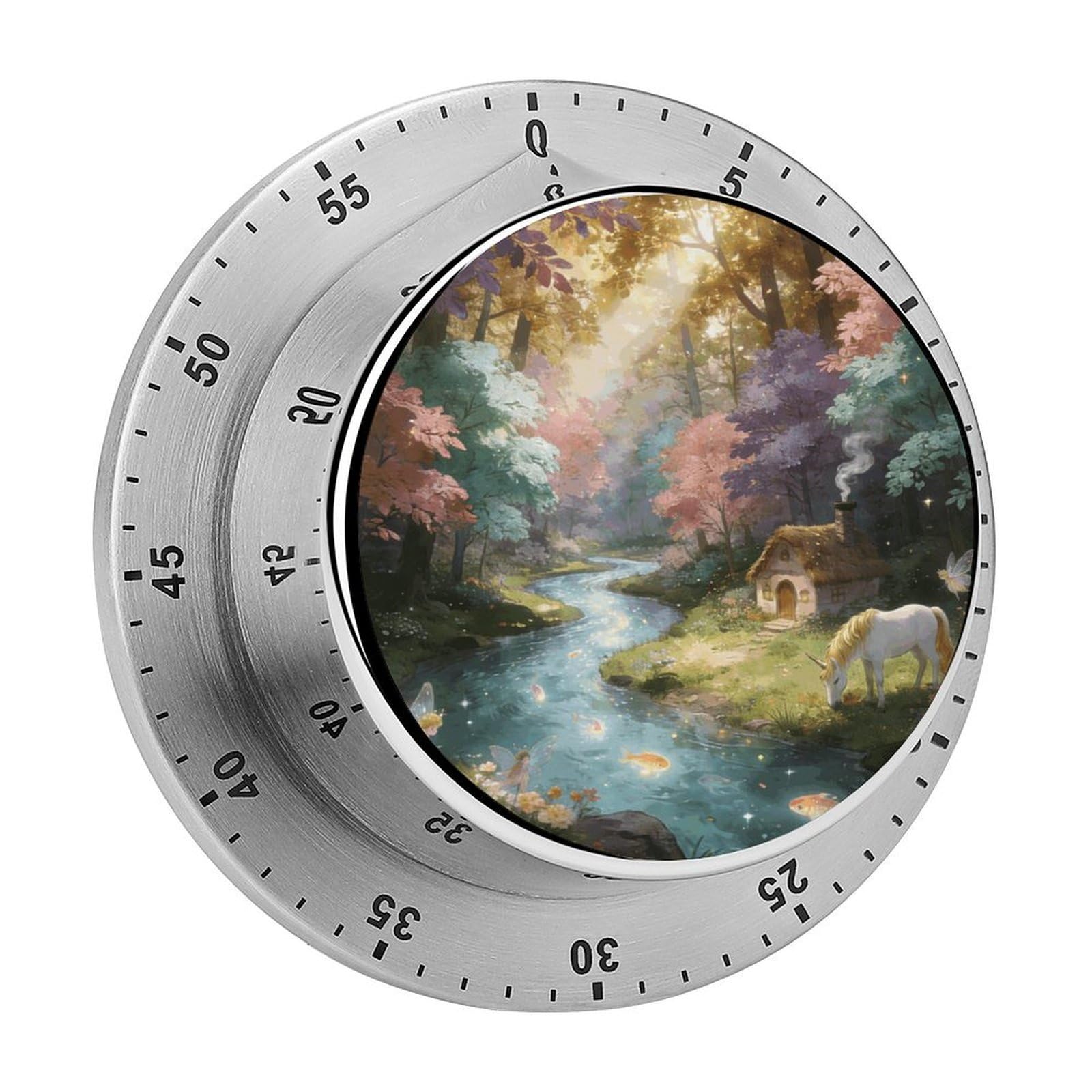 Valley of The Immortals Timer Exquisite Stainless Steel Body Desk Visual Timer with Loud Alarm 60-Minute Mechanical Countdown Timers Magnetic Backing Cooking Kitchen Timers for Work