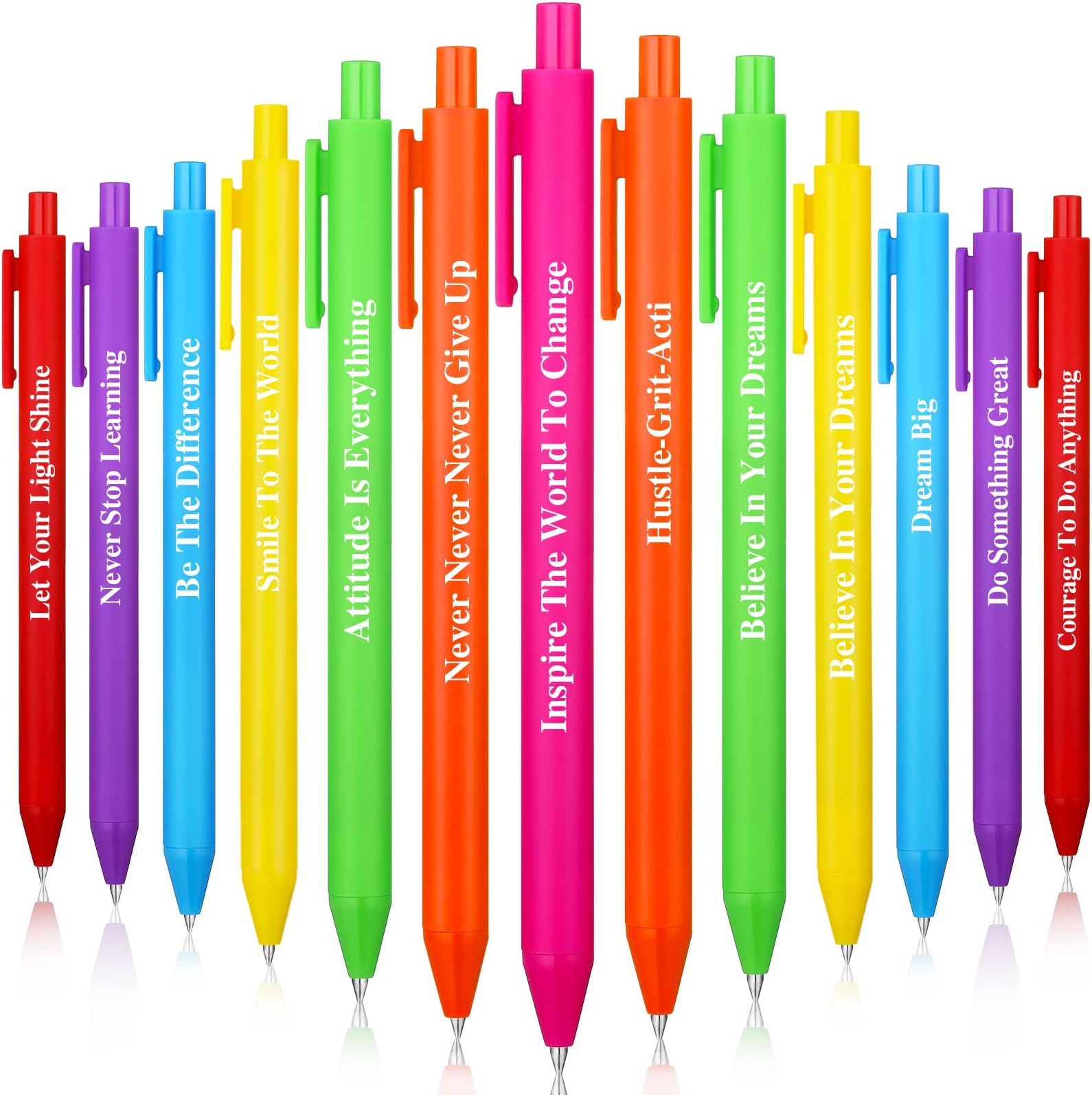 16 Pieces Ballpoint Pens Inspirational Ballpoint Pens Colorful Motivational Encouraging Writing Black Ink Pen for Teachers Coworkers(Light Color)