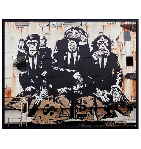 Miniatura 1 de Banksy Graffiti Wall Art - Office Wall Decor - Motivational Poster - Entrepreneur Cool Wall Decor for Men - Man Cave Wall Art - Urban Home Decor - 3