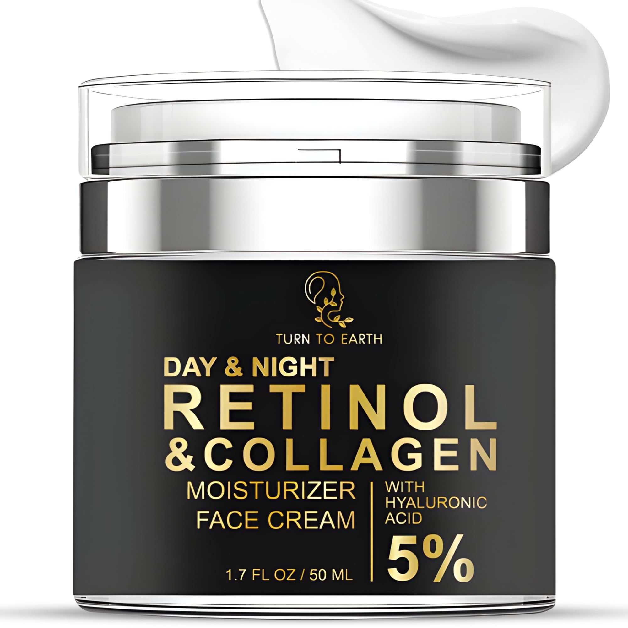 TURN TO EARTH Day & Night Retinol with Collagen and Hyaluronic Acid Face Moisturizer Cream 1.7 oz