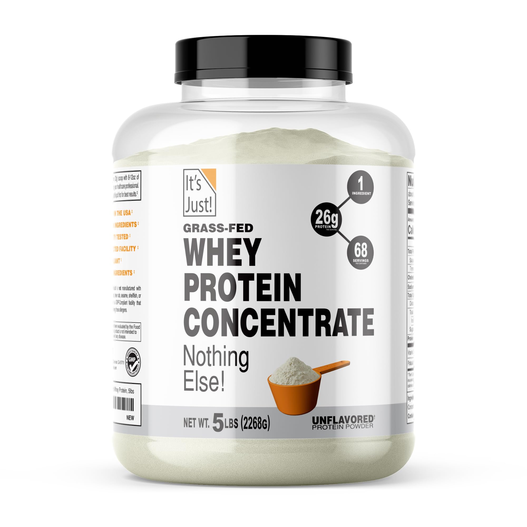 It's Just - Grass-Fed Whey Protein Concentrate, 5lb, Unflavored