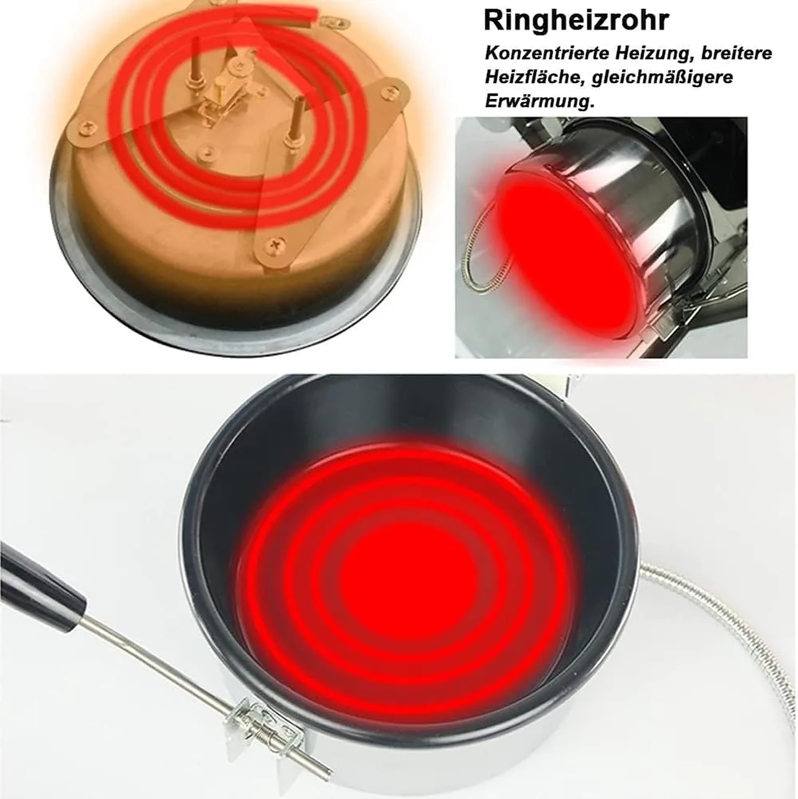 Heissluft Popcornmaschine Zubehör, 230g Popcorntopf, Elektrische Handgekurbelte Popcorn-Herstellerteile ​Topf, Anti-Scorch-Pfanne Einfach zu Säubern, für Mais, Snack(A,3 holes-15mm)