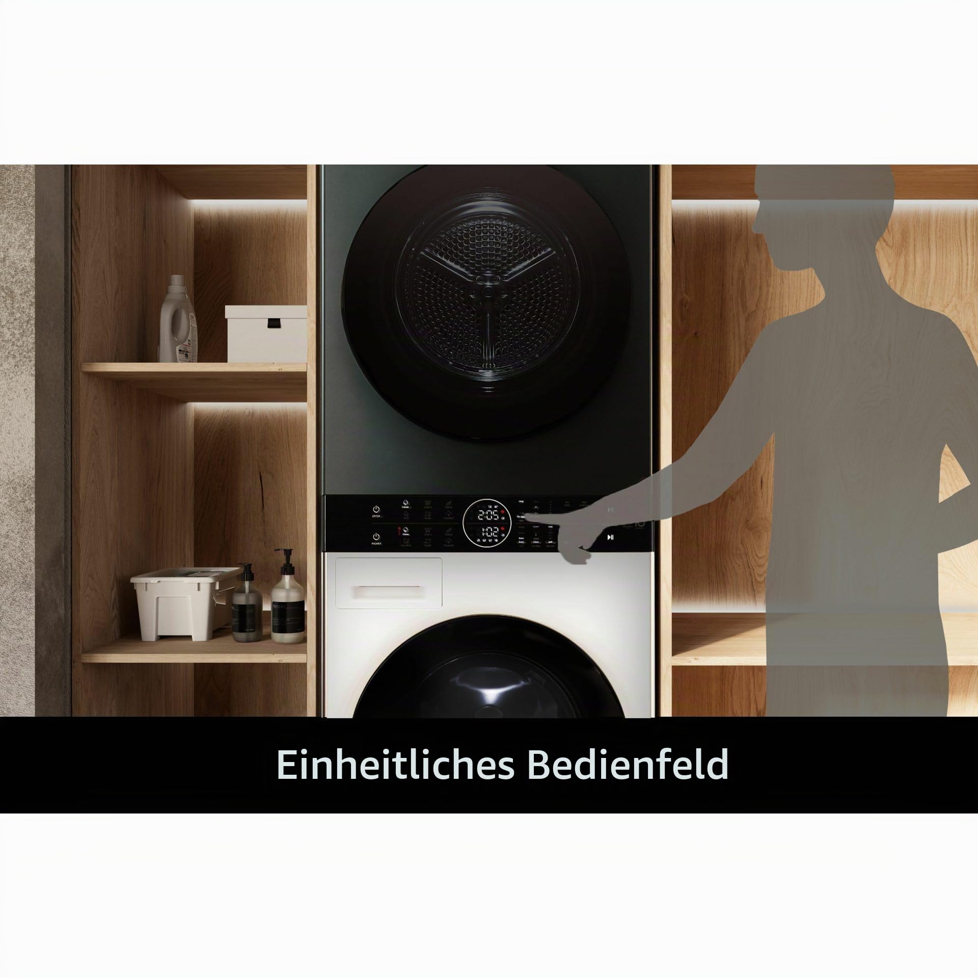 LG WashTower WT1210EGF Wäschesäule, Waschmaschine und Trockner zusammen, Waschmaschine 12 kg, Klasse A -10% und Trockner 10 kg, Klasse A+++, Einzelpaneel, TurboWash360, Dampfwäsche, Beige Green