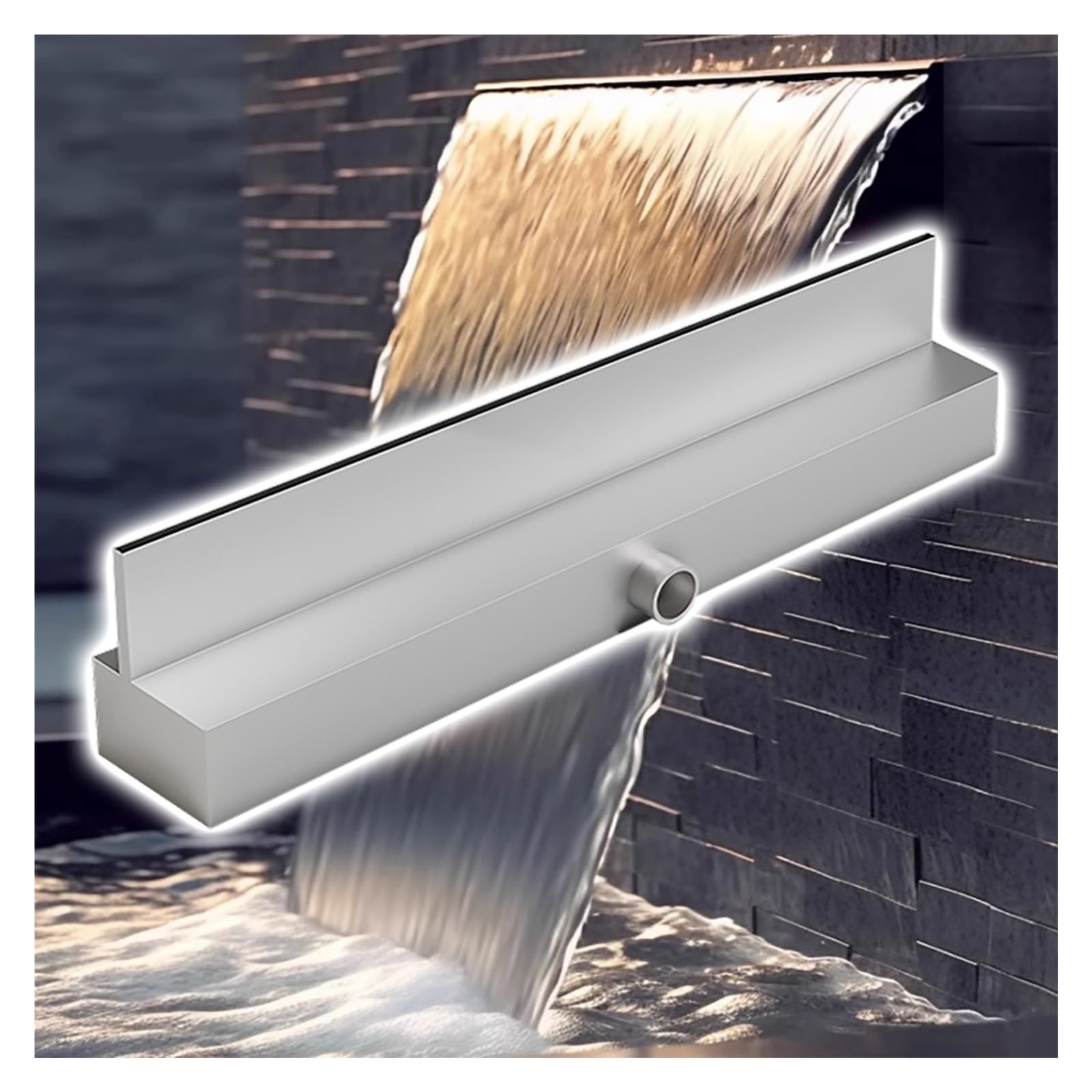 Fontana extra lunga da 60 cm per stagno, per piscine, patii e giardini, fontana nera con connettore per un flusso migliore