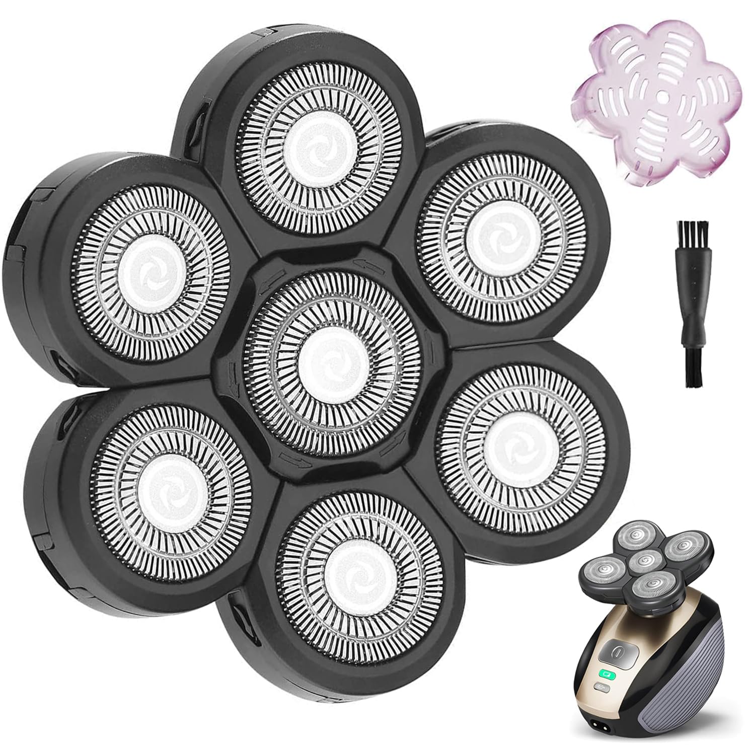 Universal Upgrade 7 Blades Head Shaver Replacement Heads Compatible with Freedom Gold shaver and some brands. 7D Electric Shaver Replacement Heads