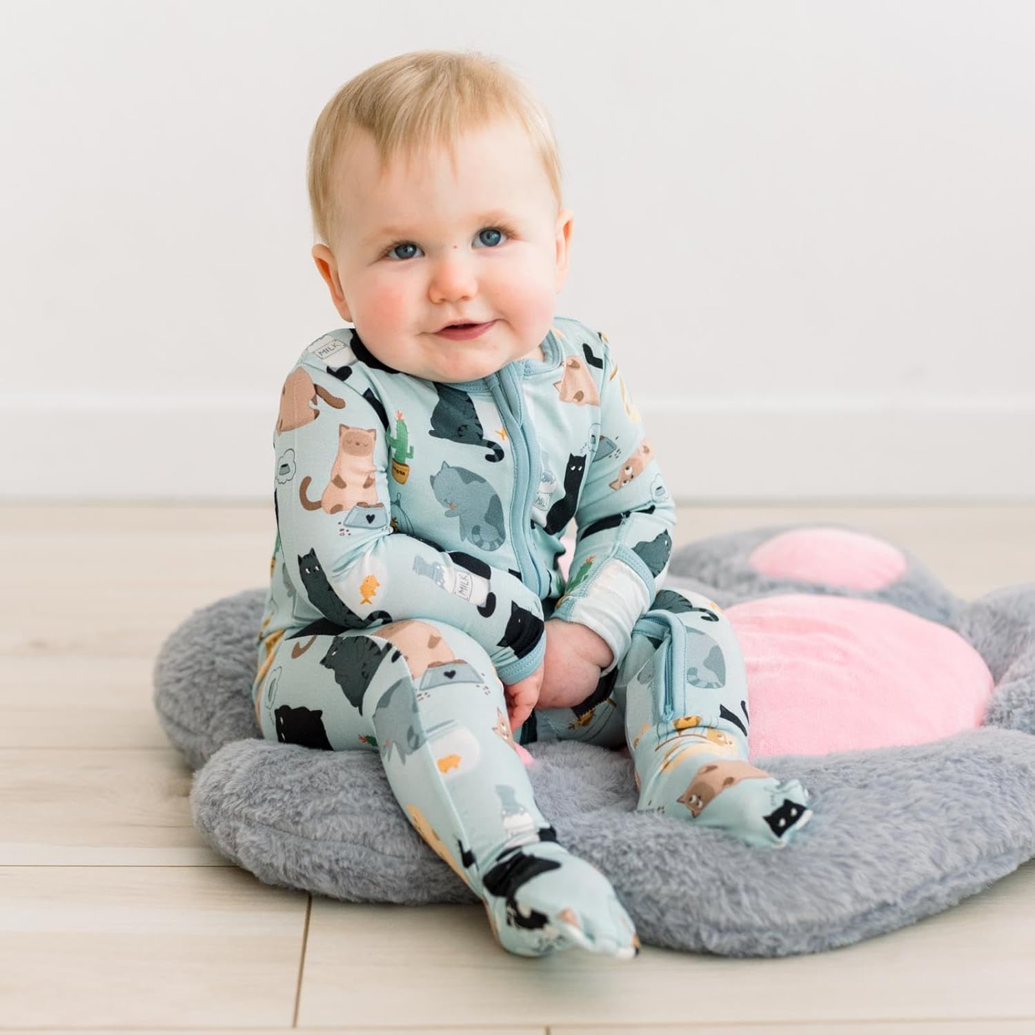 KicKee Zip-Up Footie for Babies & Toddlers – Viscose from Bamboo Sleepwear with Built-In Hand Covers and Grippy Feet