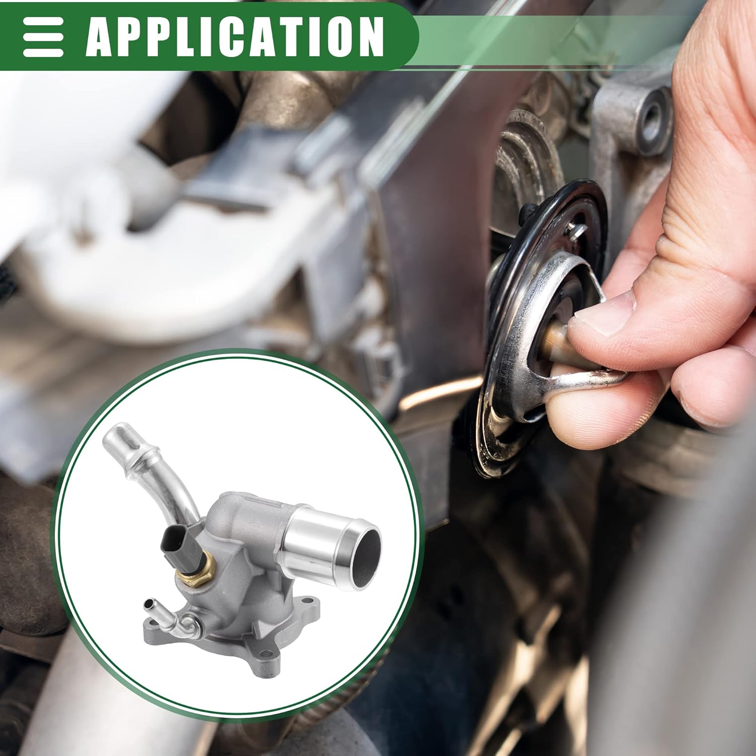 Motoforti Engine Coolant Thermostat Housing Assembly, for Jeep Cherokee 2014-2021, Metal, 816-194, Silver Tone