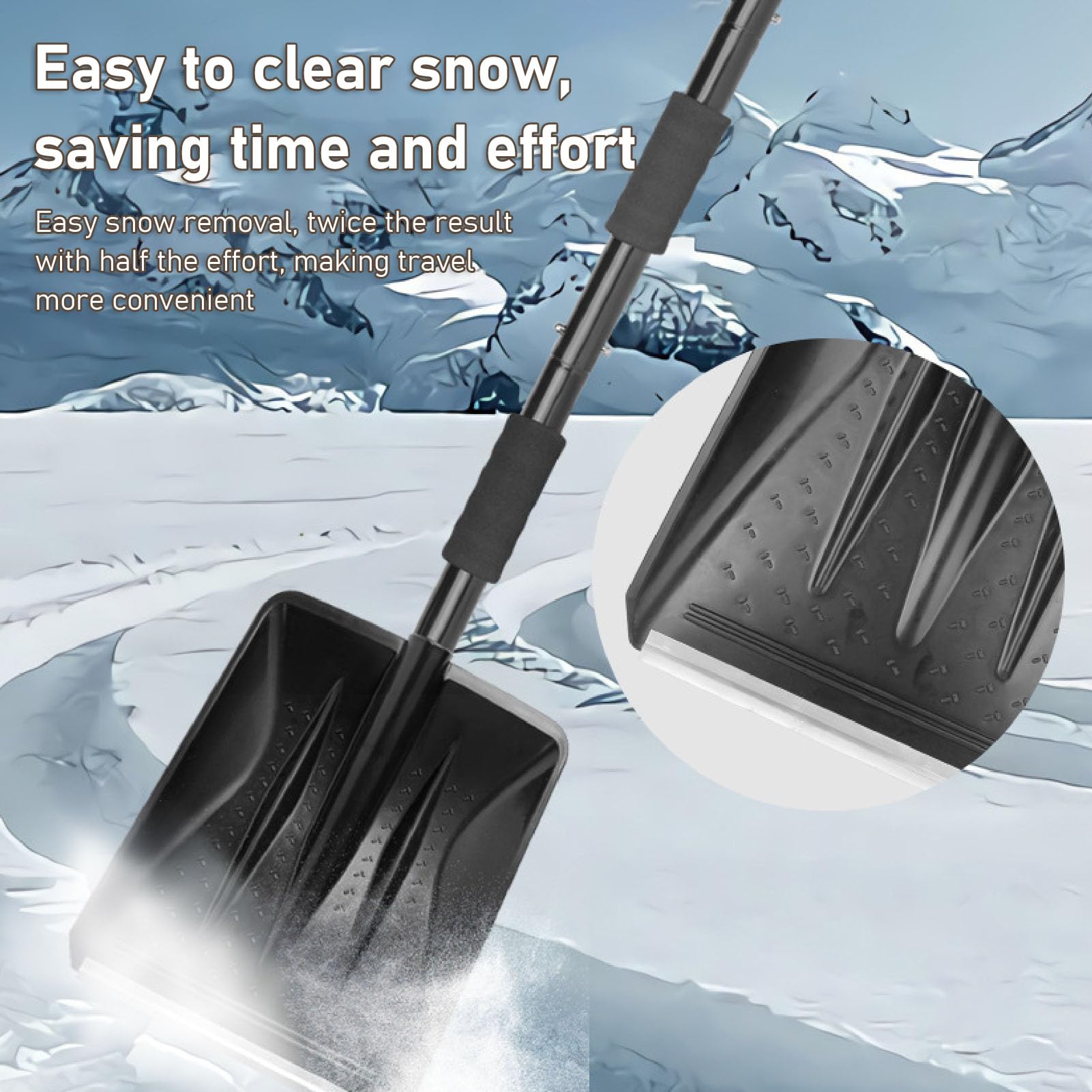 Pala Da Neve 3 In 1 Telescopica 43-76cm – Con Raschietto E Spazzola, In Alluminio, Pieghevole, Per Auto, Campeggio Ed Emergenze