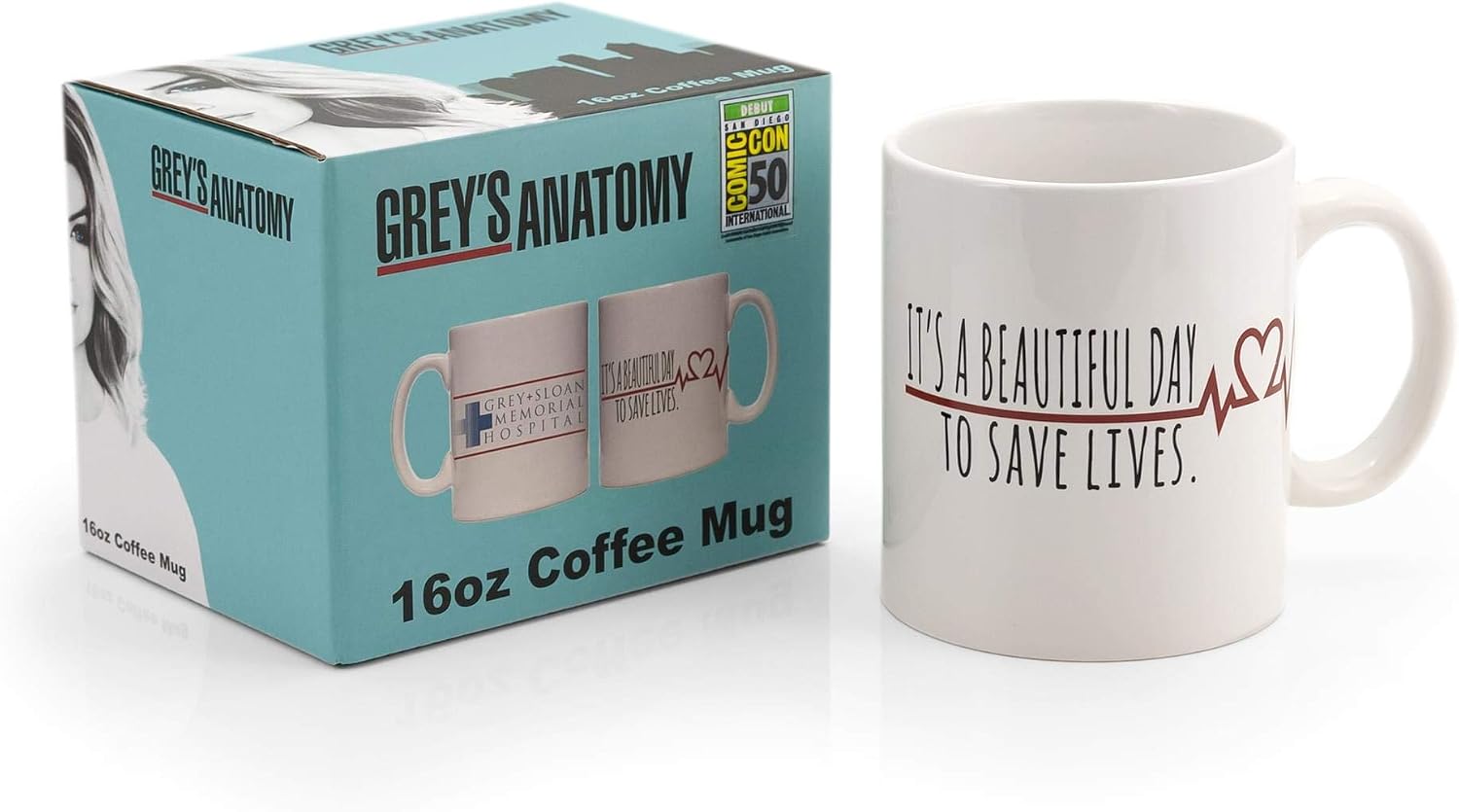 Surreal Entertainment Greys Anatomy Derek Shepherd Ceramic Coffee Mug | It's A Beautiful Day To Save Lives | Holds 16 Ounces