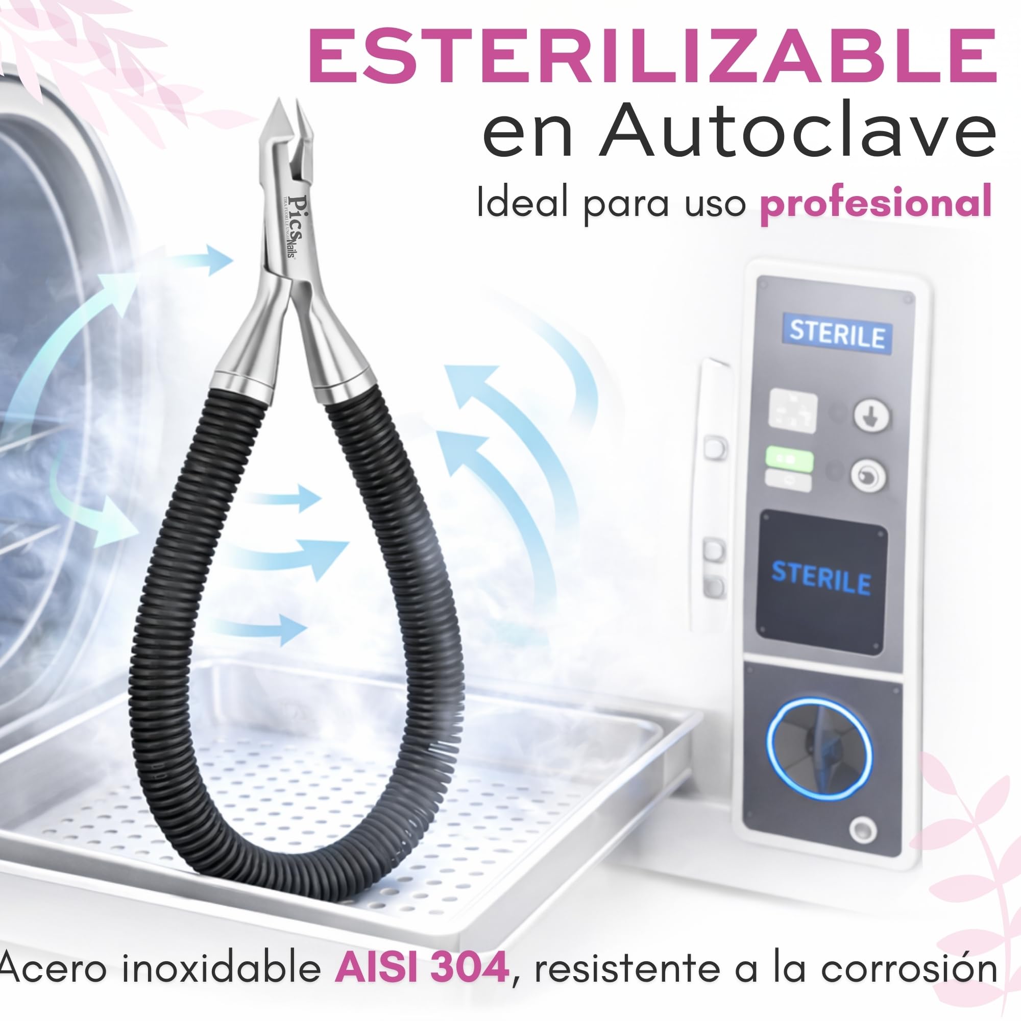 Pics Nails - Corta Cutículas Profesional 8 mm – Alicate para Cutículas de Precisión en Acero Inoxidable, Herramienta de Manicura y Pedicura Profesional