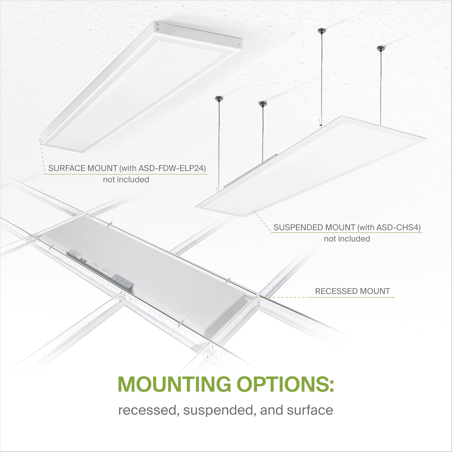 ASD 4 Pack 1x4 LED Flat Panel Light - 25/30/40W UL DLC | 5137LM 3500K 4000K 5000K Selectable Dimmable 1x4 LED Drop Ceiling Light Fixture | 1 x 4 Commercial Recessed Lay in Troffer Lights for Office