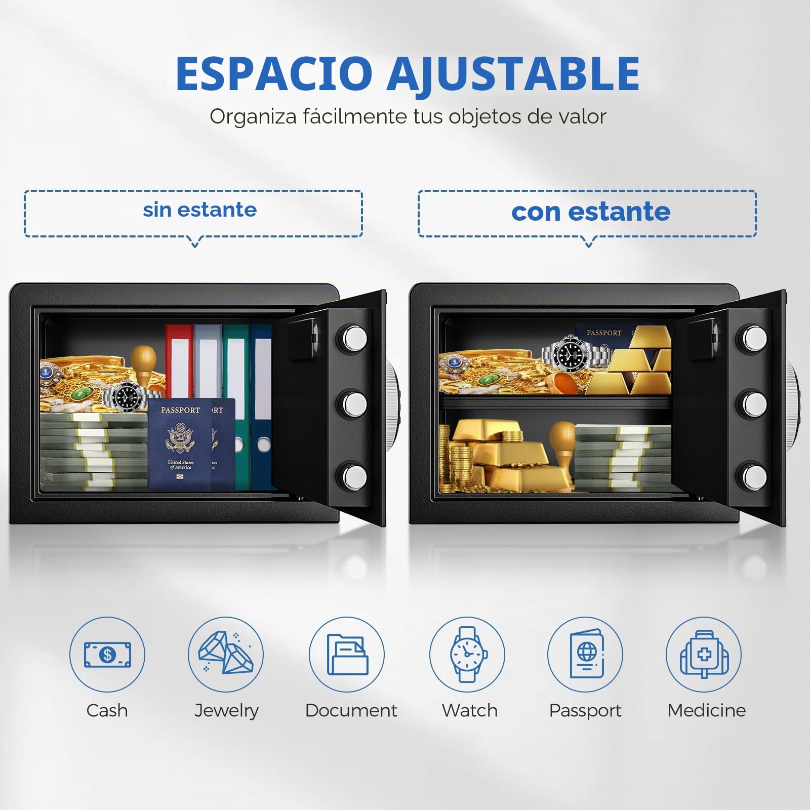 WASJOYE 25L Caja Fuerte Electrónica con Teclado Digital para Hogar Oficina