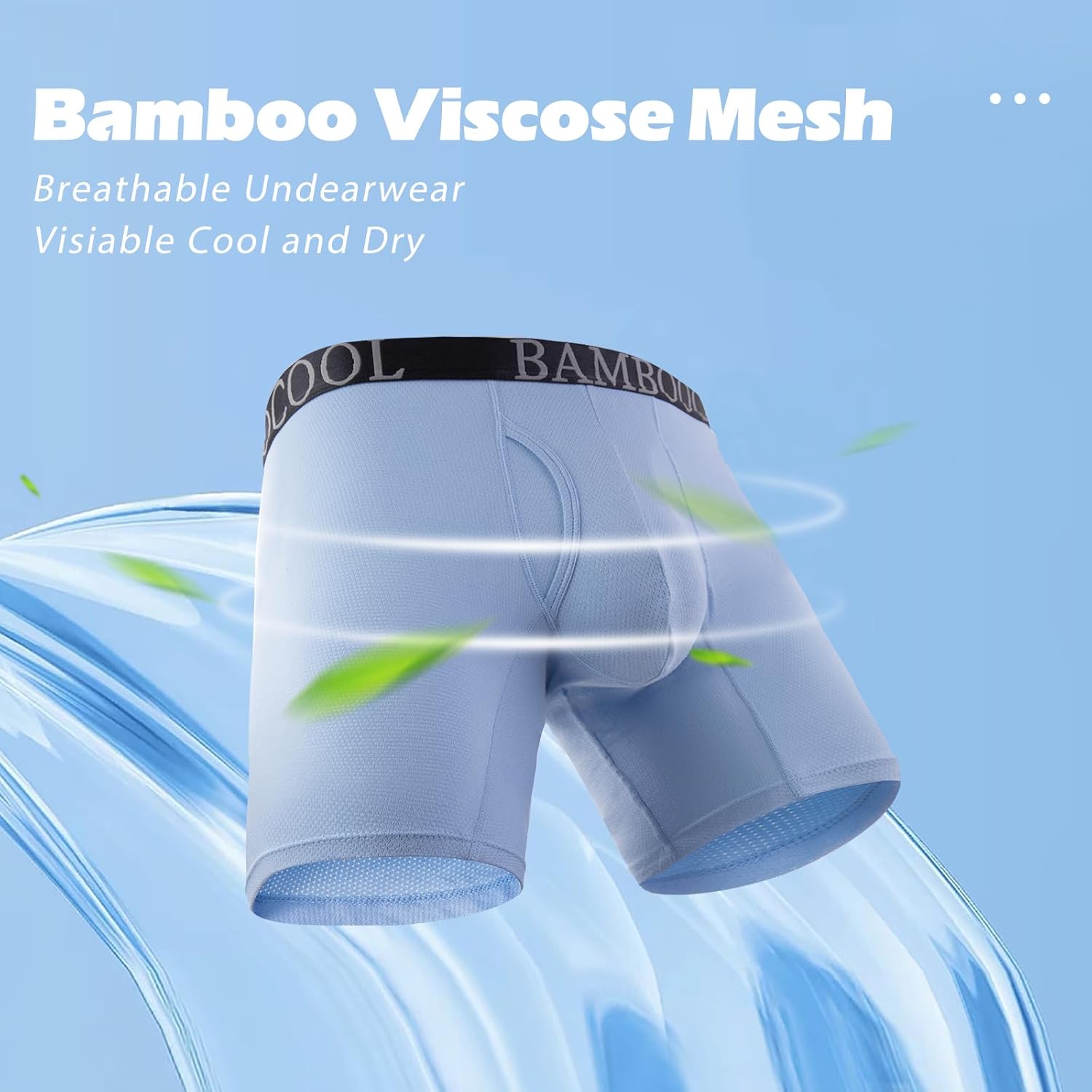 BAMBOO COOL Men's 360° Breathable Mesh Underwear Moisture-Wicking Boxer Briefs Cooling Performance,Multipack - Image 2