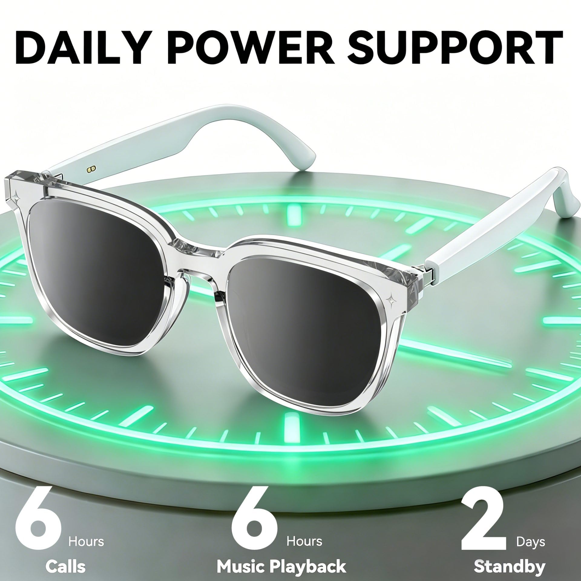 Lunettes intelligentes, lunettes de soleil audio avec haut-parleur, lunettes Bluetooth avec commande vocale et oreille ouverte, lunettes d'enregistrement avec traduction