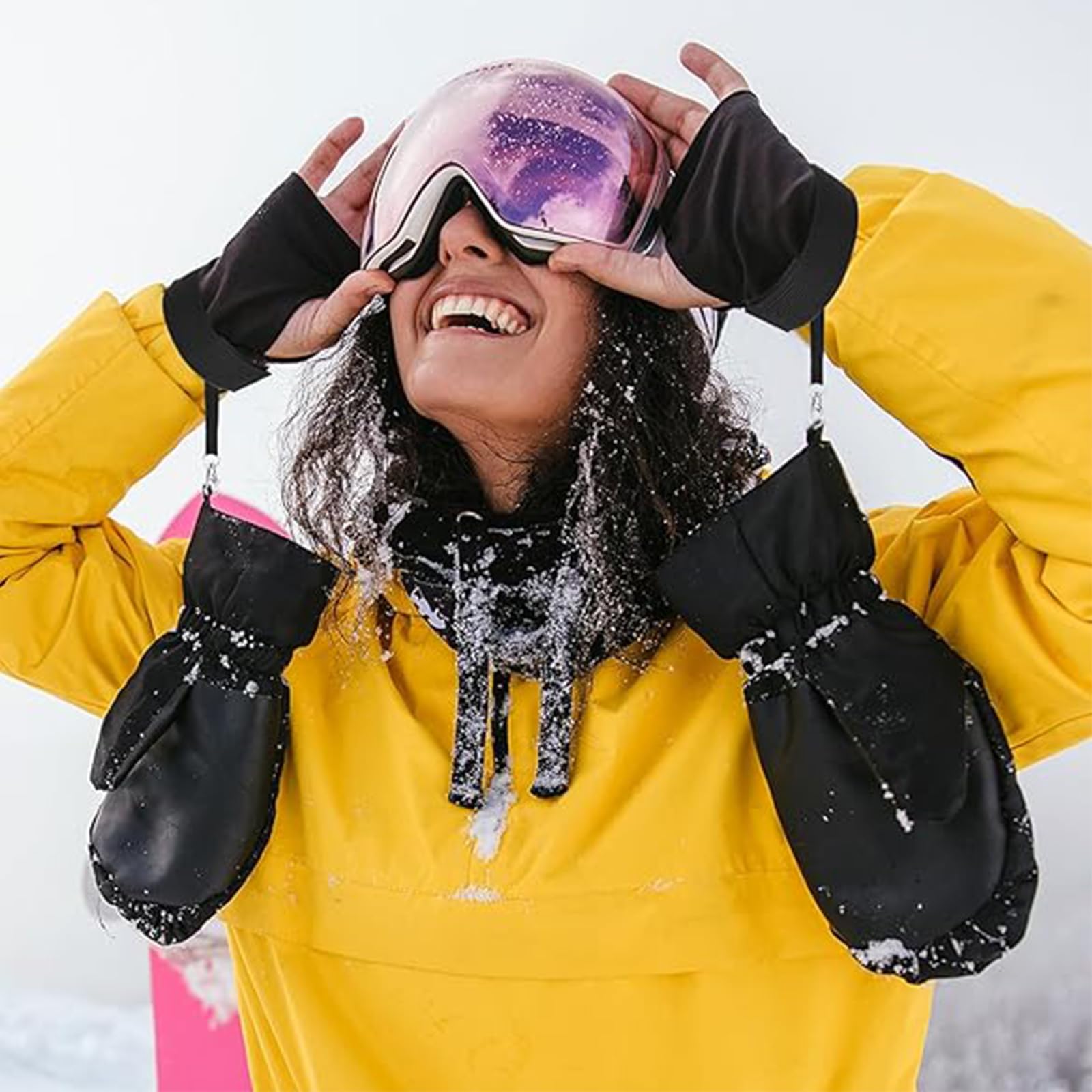 Sangles Gants Ski Nylon avec Bouton Métal pour Snowboard Accessoires