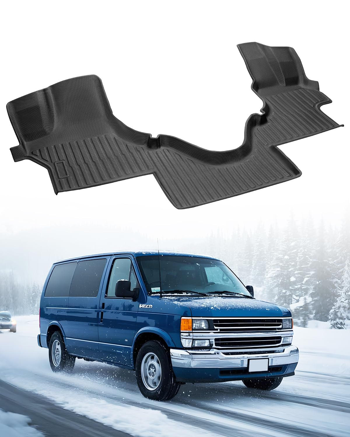 Alfombrilla de coche para Ford Econoline, Econoline Serie E (2025-2007), E150, E250, E350, E450, para todo tipo de clima, de goma TPE, para interior, accesorios para furgonetas, resistentes, para primera fila.