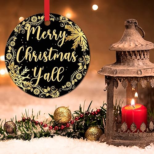 Miniatura 3 de Tree Decoration Ornaments Merry Christmas Y'all Holiday Present Ceramic Xmas Tree Ornament Gold Snowflake Ball Wreath Christmas Decorations Gift