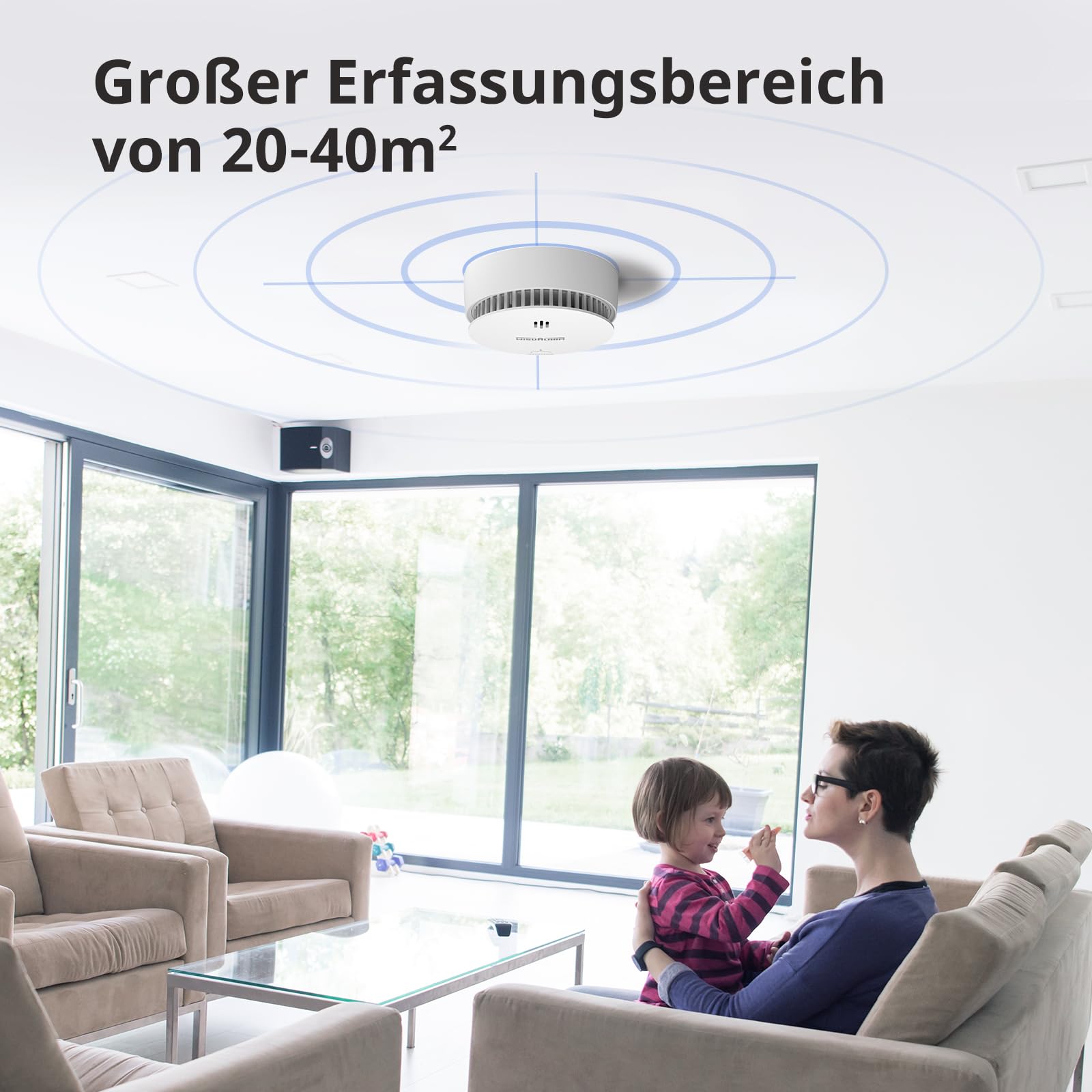 WISUALARM Rauchmelder Vernetzt, Rauchmelder 10 Jahre Batterie, Feuermelder Vernetzt, Mute Funktion, Konform mit EN14604 (3 Stück vorverkettet)