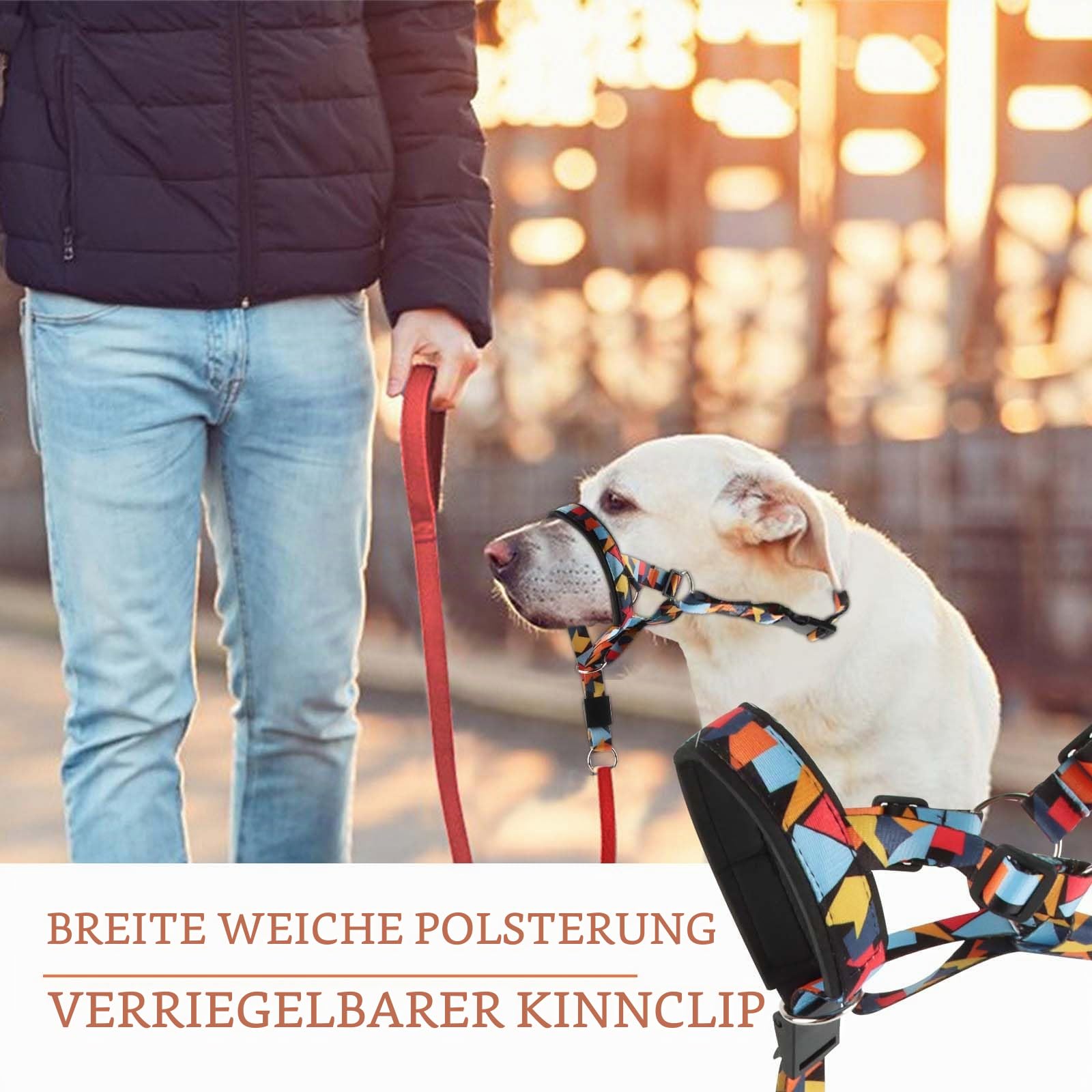 Hundehalfter, FainFun Hunde Kopfhalfter, Kopfgeschirr Hund, Halfter für Hunde, Hundehalfter für Große Hunde, Verhinderung des gefährlichen Ziehens von Hunden auf Spaziergängen(L)