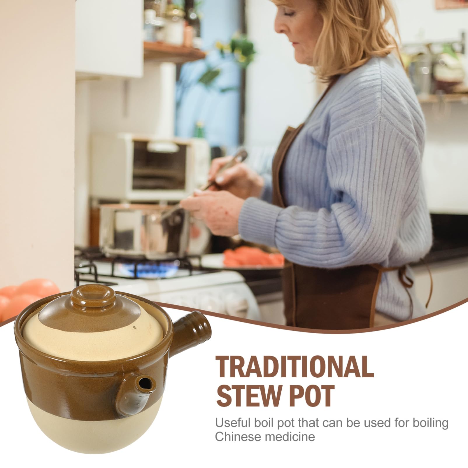 Casseruola in Terracotta 2l per Decotto, Resistente al Calore