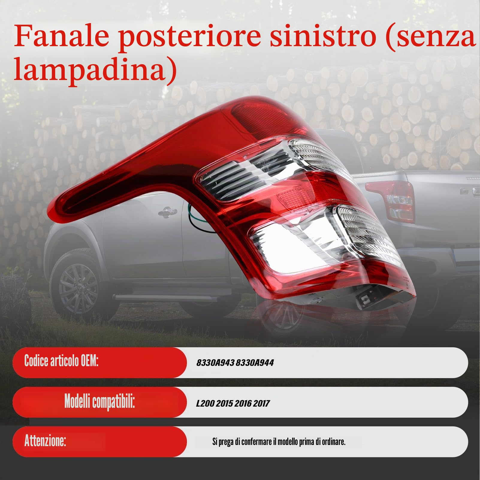 Fanale Posteriore Sinistra Per Mitsubishi L200 2015 2016 2017 2018