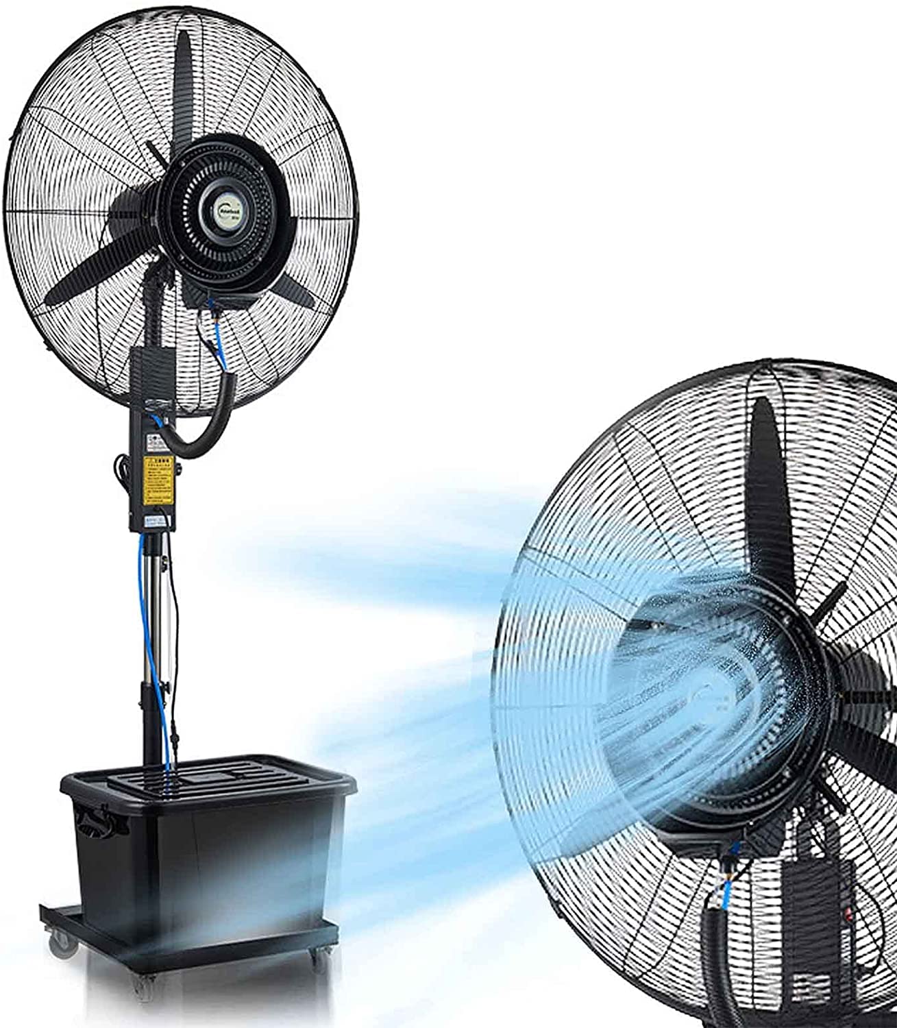 asdchZen Outdoor Commercial Misting Fan, Oscillating Pedestal With Cooling Mist, Adjustable Height 43L Tank, 3 Speeds,80CM