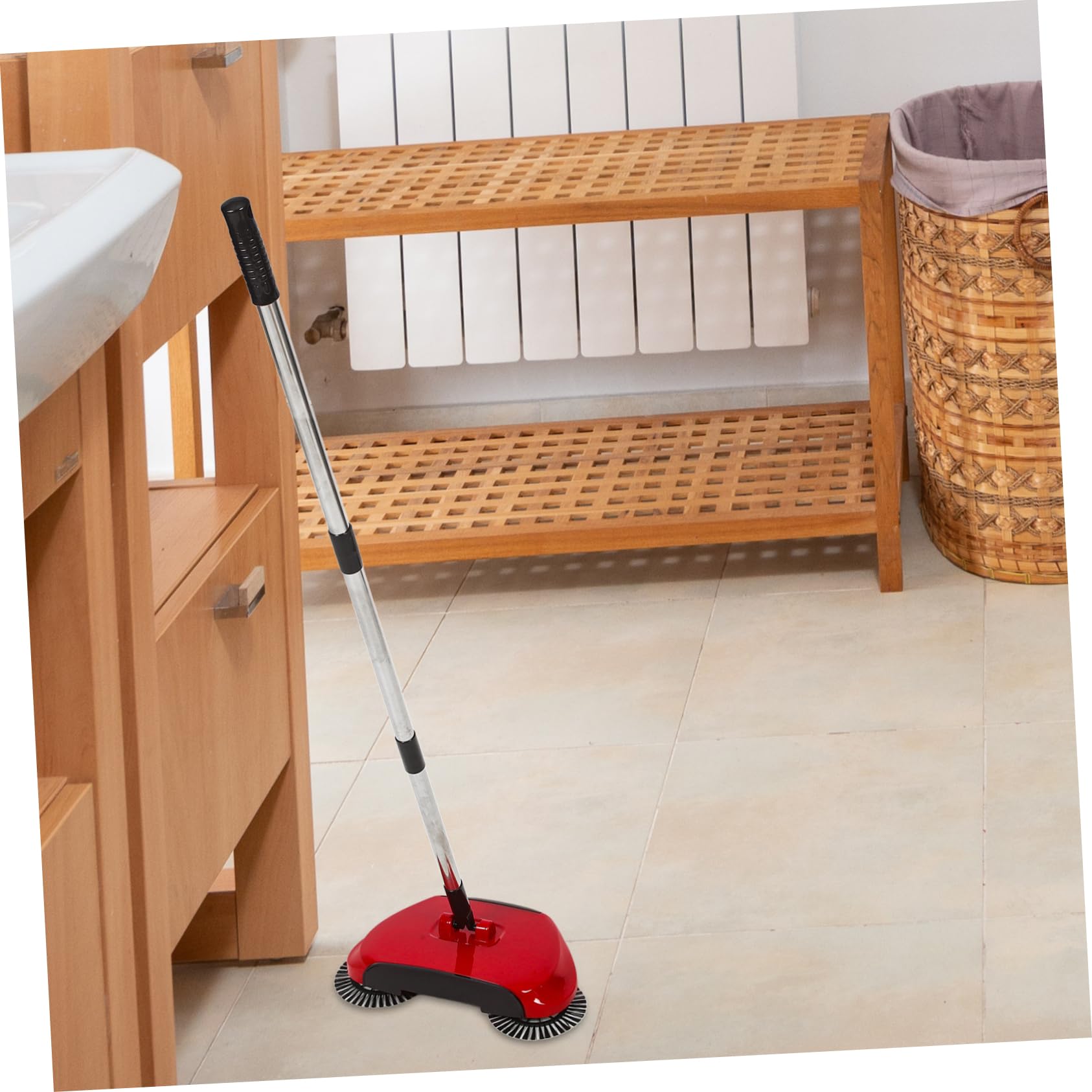 PRETYZOOM 3-in-1 Hand Push Sweeper Broom Dustpan Vacuum Broom Sweeper for Hard Floor Random Color