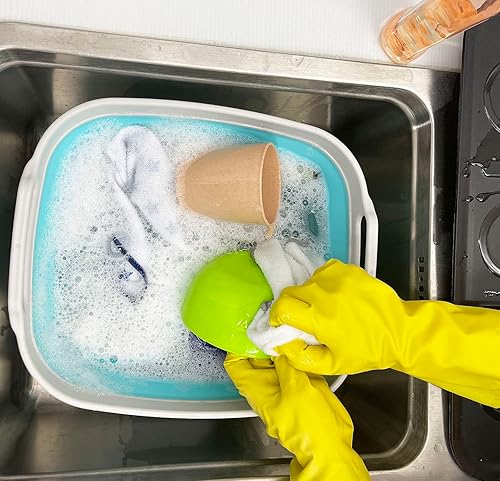 Miniatura 5 de SAMMART Sartén plegable de 7.5 L (2 galones) con tapón de drenaje, lavabo de lavado plegable, tina portátil para lavar platos, ahorro de espacio