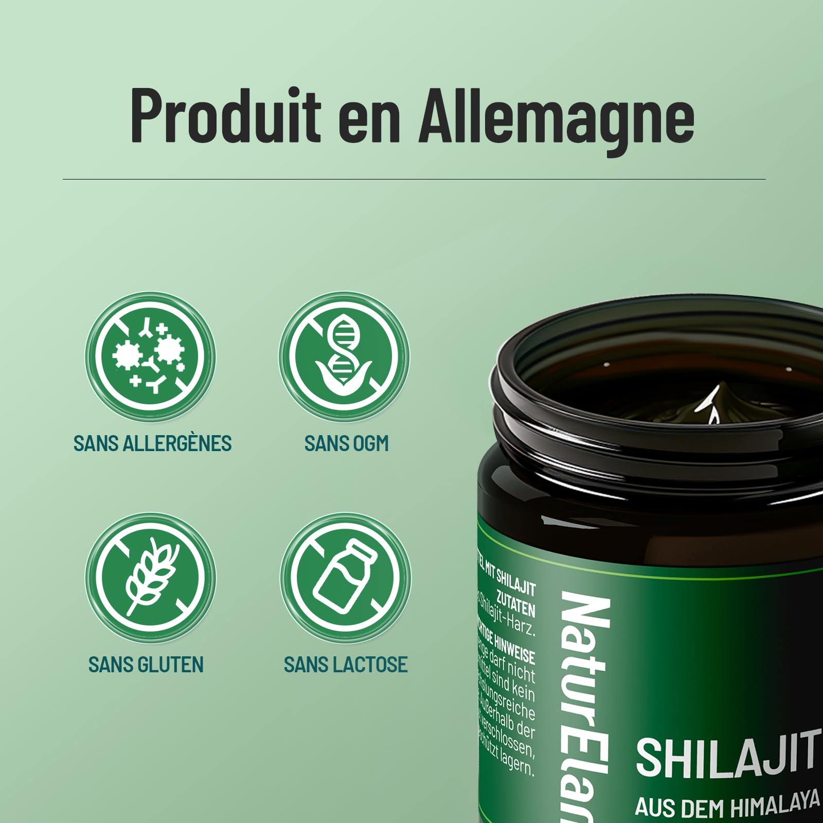 Shilajit Pure Himalaya - 75% d'acide fulvique hautement dosé - 35g avec acide humique naturel et minéraux, approvisionnement pour 70 jours, végétalien et sans additifs, produit en Allemagne