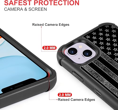 Miniatura 10 de XWMHHP Funda compatible con iPhone 13 y iPhone 14, diseño para hombres y niños, 3 capas de baloncesto resistente a prueba de golpes de plástico duro