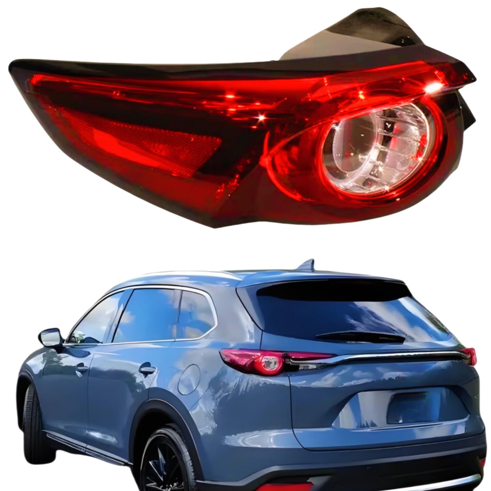 Fuleweke Left Driver Side Tail Light Assembly Compatible with Mazda CX-9 2016-2023 Rear Tail Lamp US Version Replace TK49-51150 Low Configuration