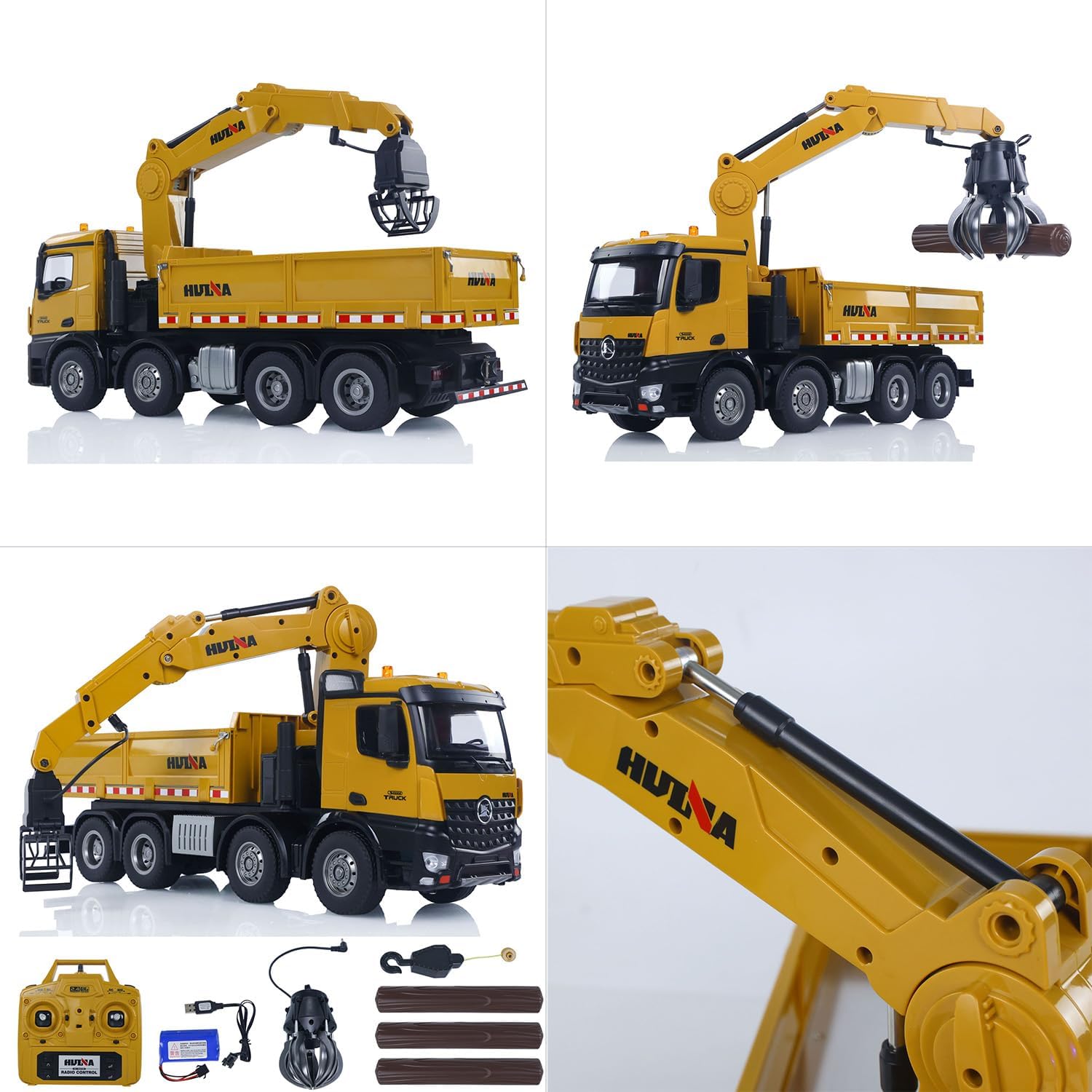 TOUCAN RC HOBBY HUINA 1538 1/14 RC Timber Grab Truck Dumper Remote Control Model Vehicles 2.4G Radio Battery for Ages 15+