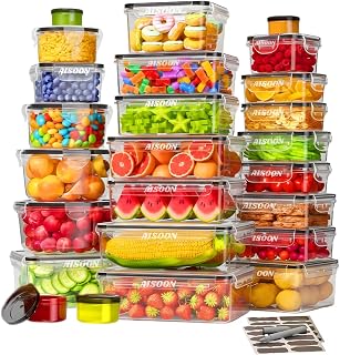 TYKOON AISOON 40-Piece 85oz Food Storage Container Set with Airtight Leakproof BPA-Free Lids, Reusable Meal Prep Containers for Kitchen Pantry Storage, Freezer, Microwave & Dishwasher Safe