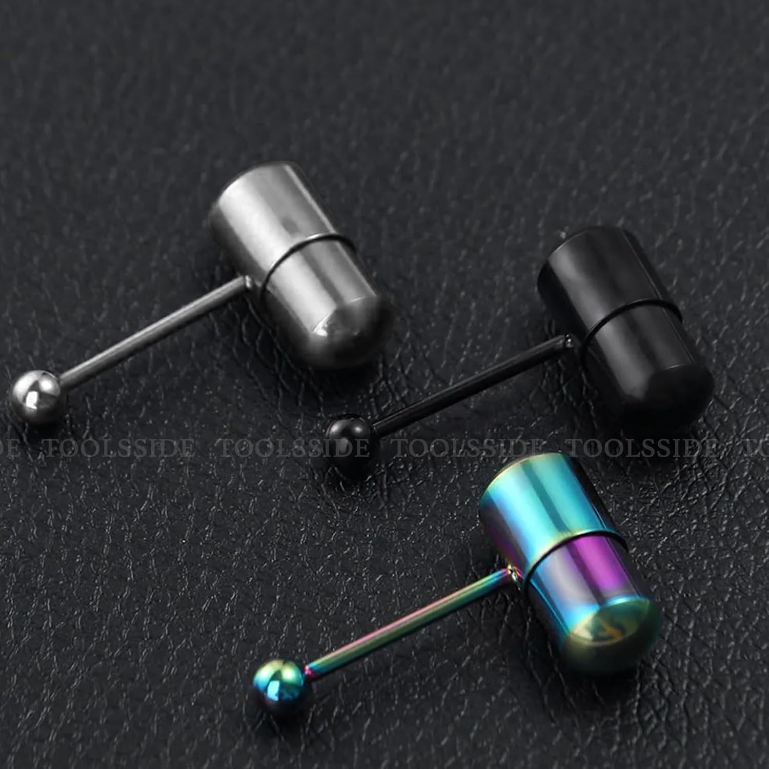 TOOLSSIDE 3 pcs Vibrating Tongue Rings - Tongue Piercing Jewelry, Stainless Steel Tongue Rings, Vibrating Tongue Piercing 14g, Tongue Ring Piercing Kit