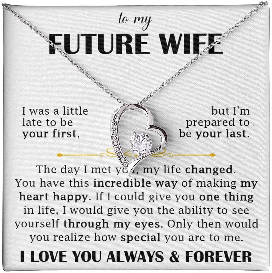 VIRAGIL To My Future Wife Necklace, Romantic Jewelry Gift for Her, Engagement Proposal Anniversary or Birthday Present from Fiancé, Soulmate Necklace with Loving Message Card & Gift Box
