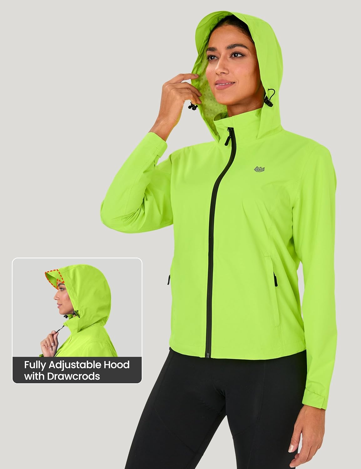 FitsT4 Sports Womens Rain Jacket Lightweight Waterproof Windbreaker Packable Running Reflective Cycling Jackets with Hood - Image 6