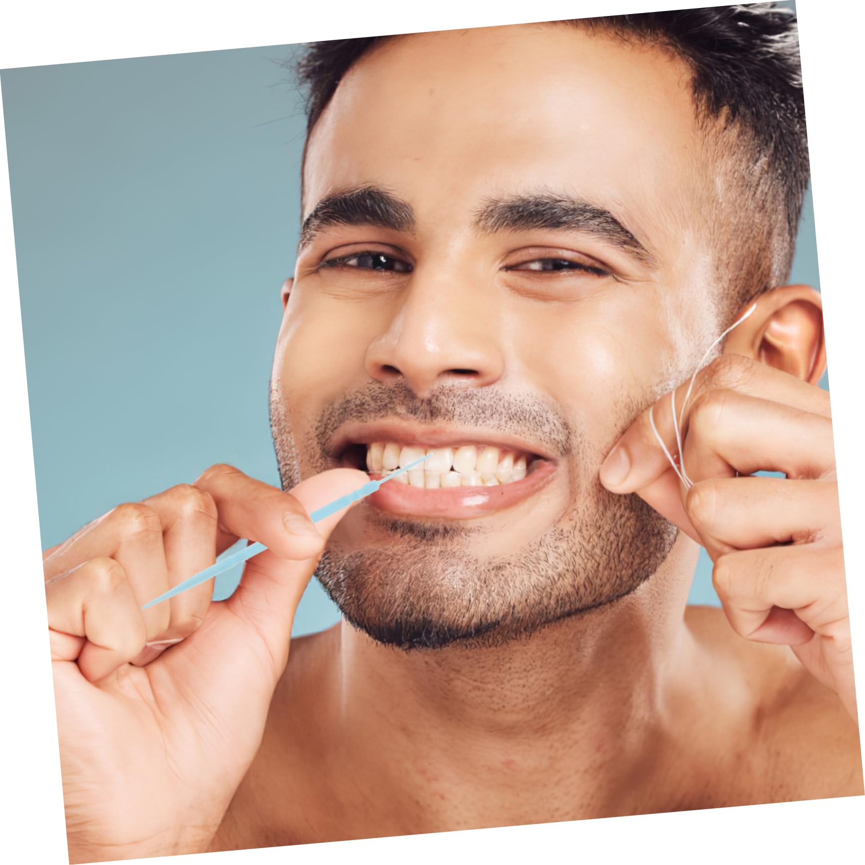 1100piezas Palillos Doble Punta Descartables Azul Cuidado Bucal Higiene Oral Limpieza Interdental Segura y para Adultos