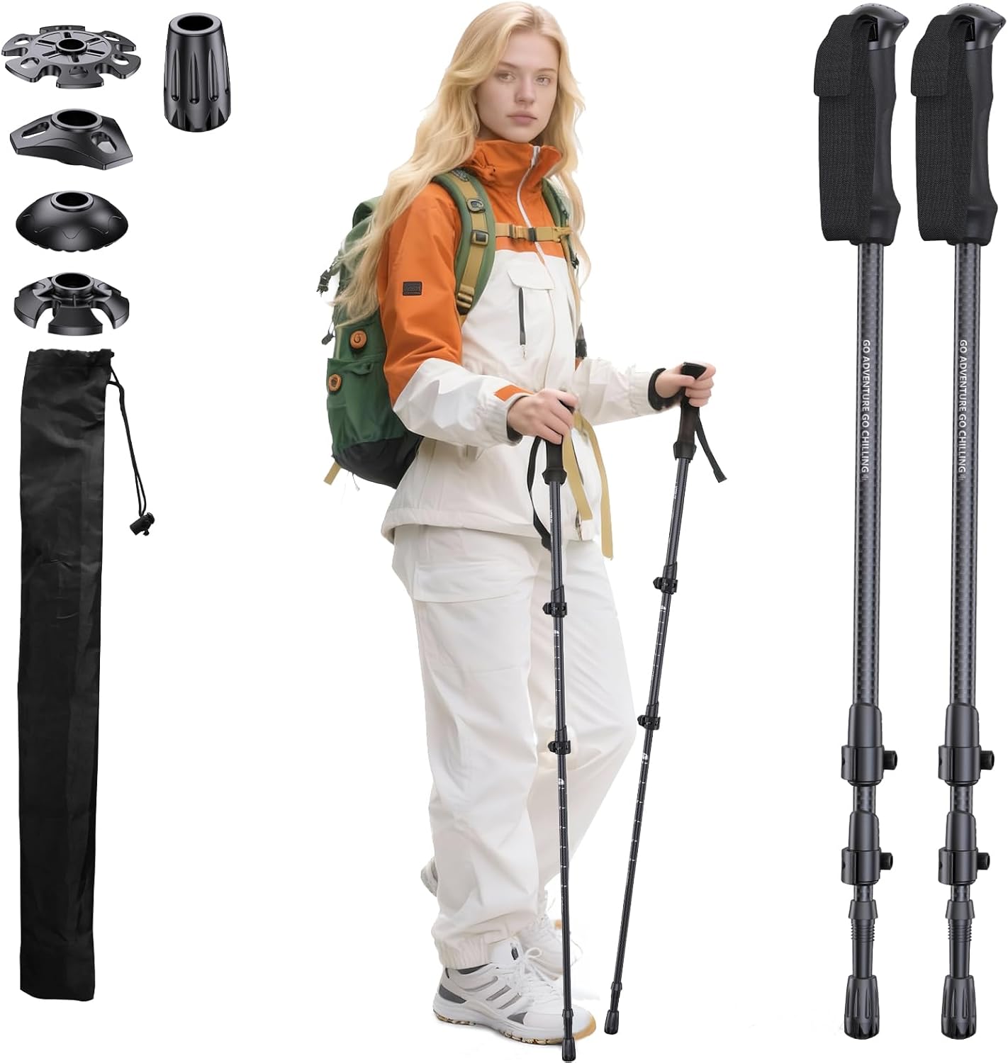 3K Carbon Fiber Trekking Poles – Collapsible, Lightweight Yet Sturdy Hiking Poles with EVA Grip, for Men & Women Hikers