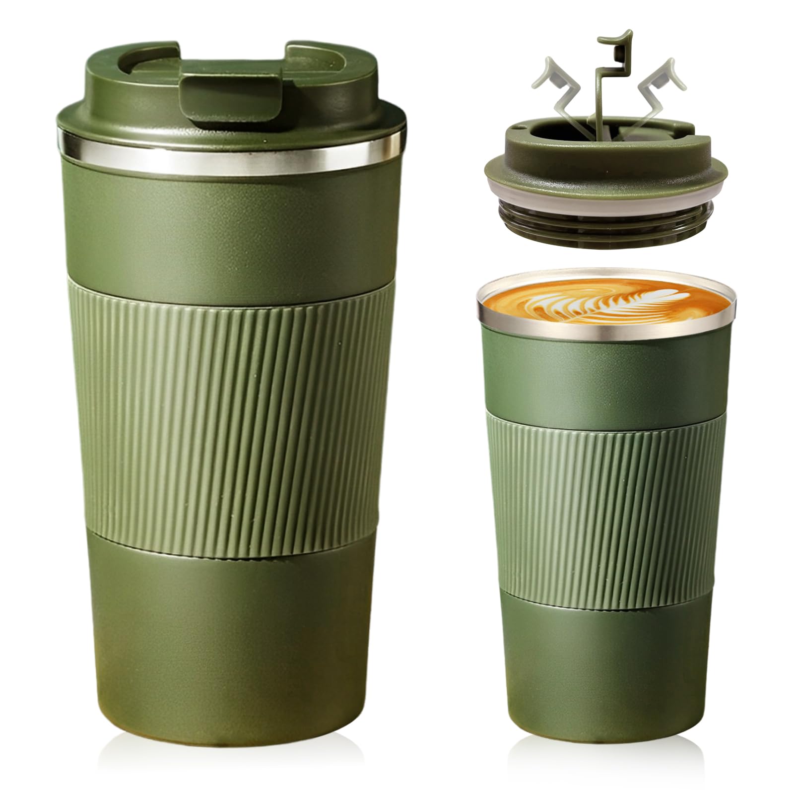 Senshuomy Travel Mug, Insulated Coffee Cup with Leakproof Lid, Reusable Coffee Cups Travel Cup