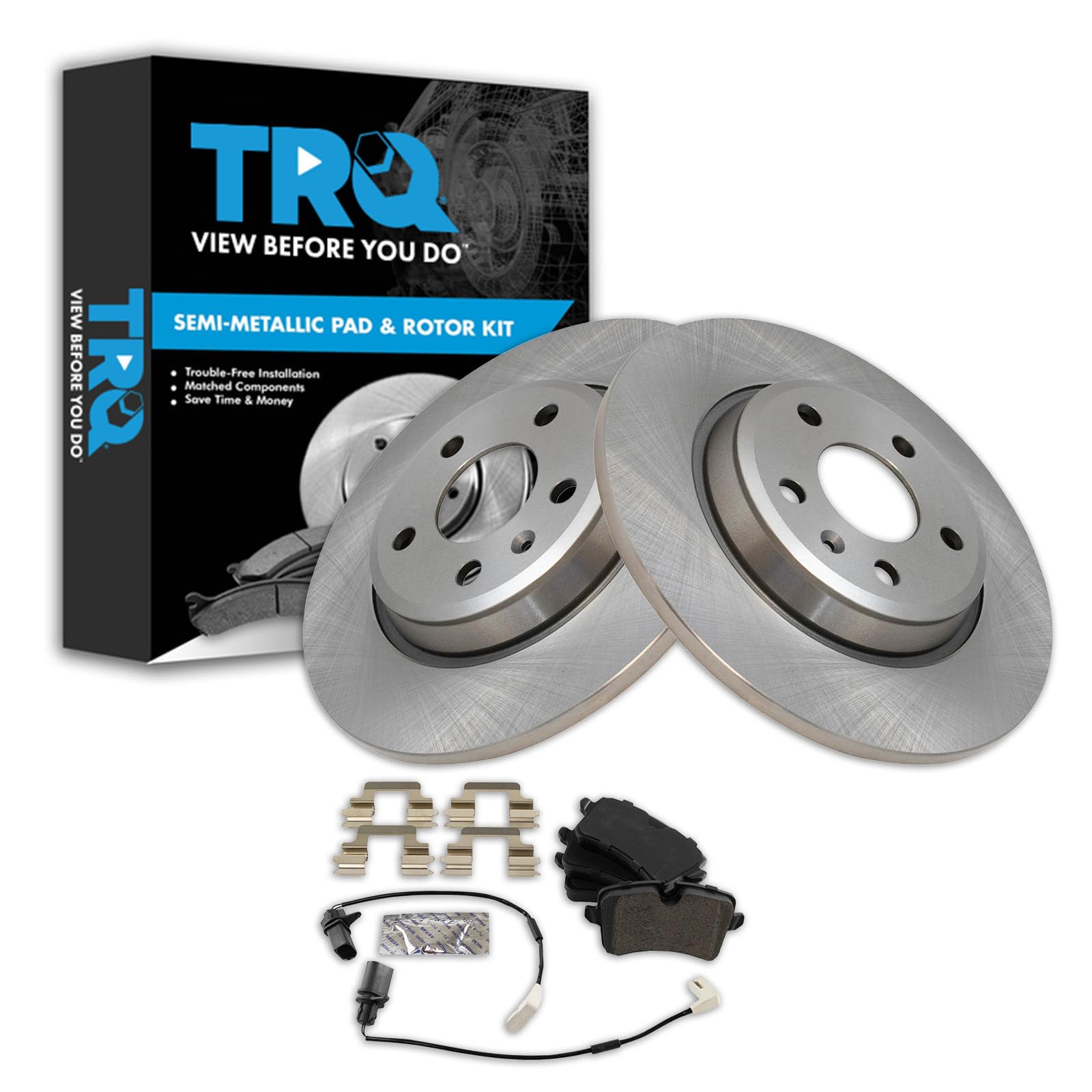 TRQ Rear Brake Pad and Rotor Set Semi Metallic Rotors Compatible with 2012-2013 Audi A6 A7 Quattro 2013 A6 Quattro