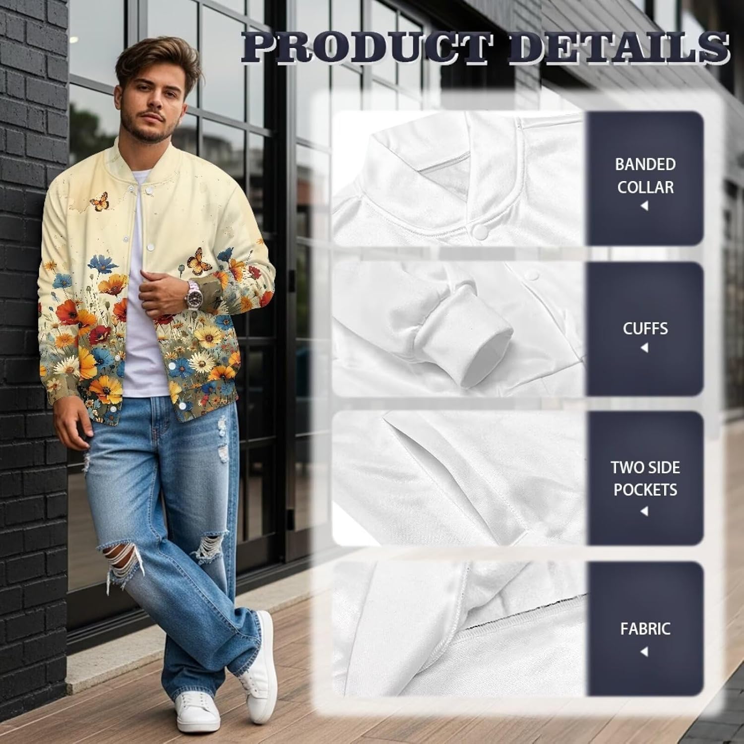 Mens Lightweight Bomber Varsity Jacket Fashion Graphic Jacket Outerwear Streetwear Coat