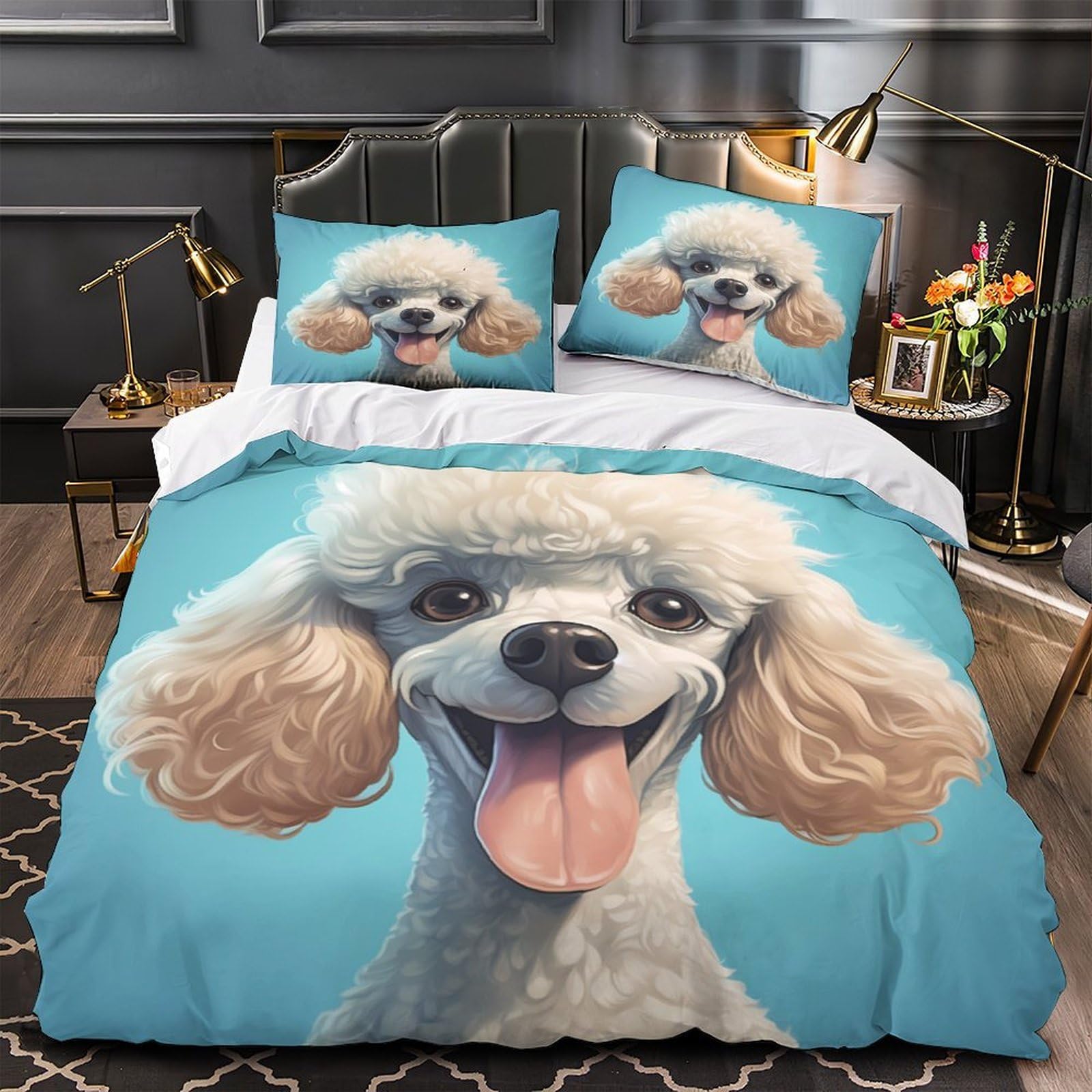 Housse de Couette Chien Courant Ultra Douce et Résistante avec Fermeture Éclair 260x220