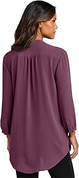 Port Authority Women's 3-4-Sleeve Textured Crepe Tunic Shirt Port Authority Women's 3-4-Sleeve Textured Crepe Tunic Shirt