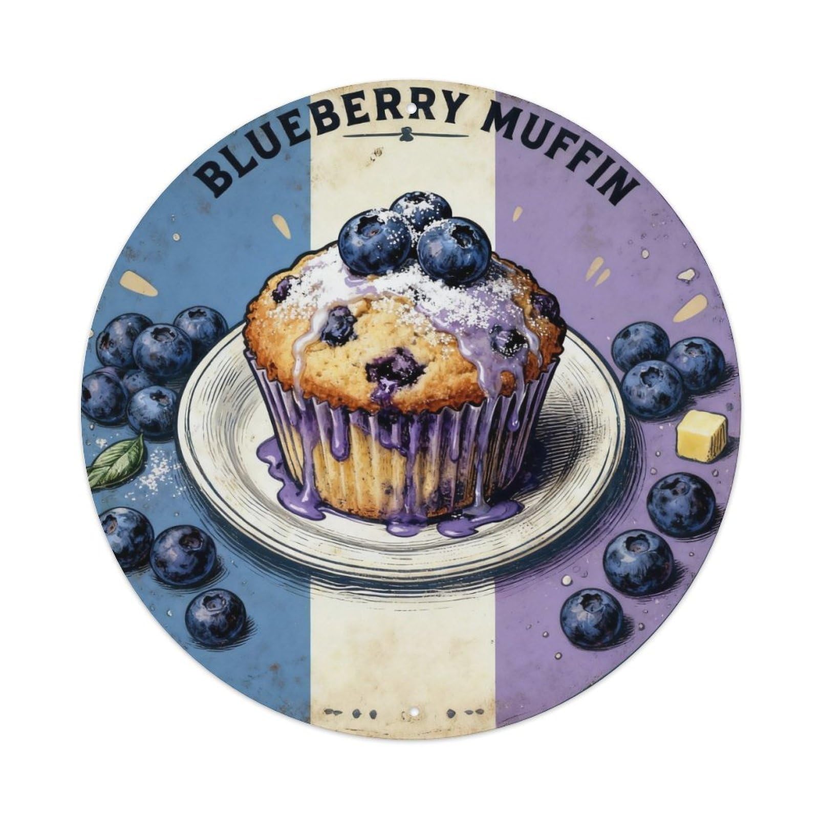 Blueberry Muffin Retro Tin Sign Metal Tin Sign Plaque