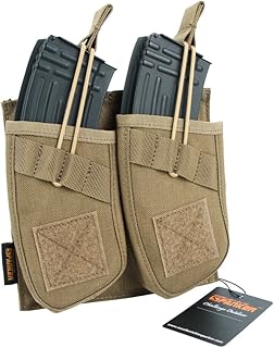 EXCELLENT ELITE SPANKER AK Magazine Pouch Double Open Top Molle Mag Pouch for AK47 AK74 AR-15 Pmags Magazine(Double-Coyote Brown)