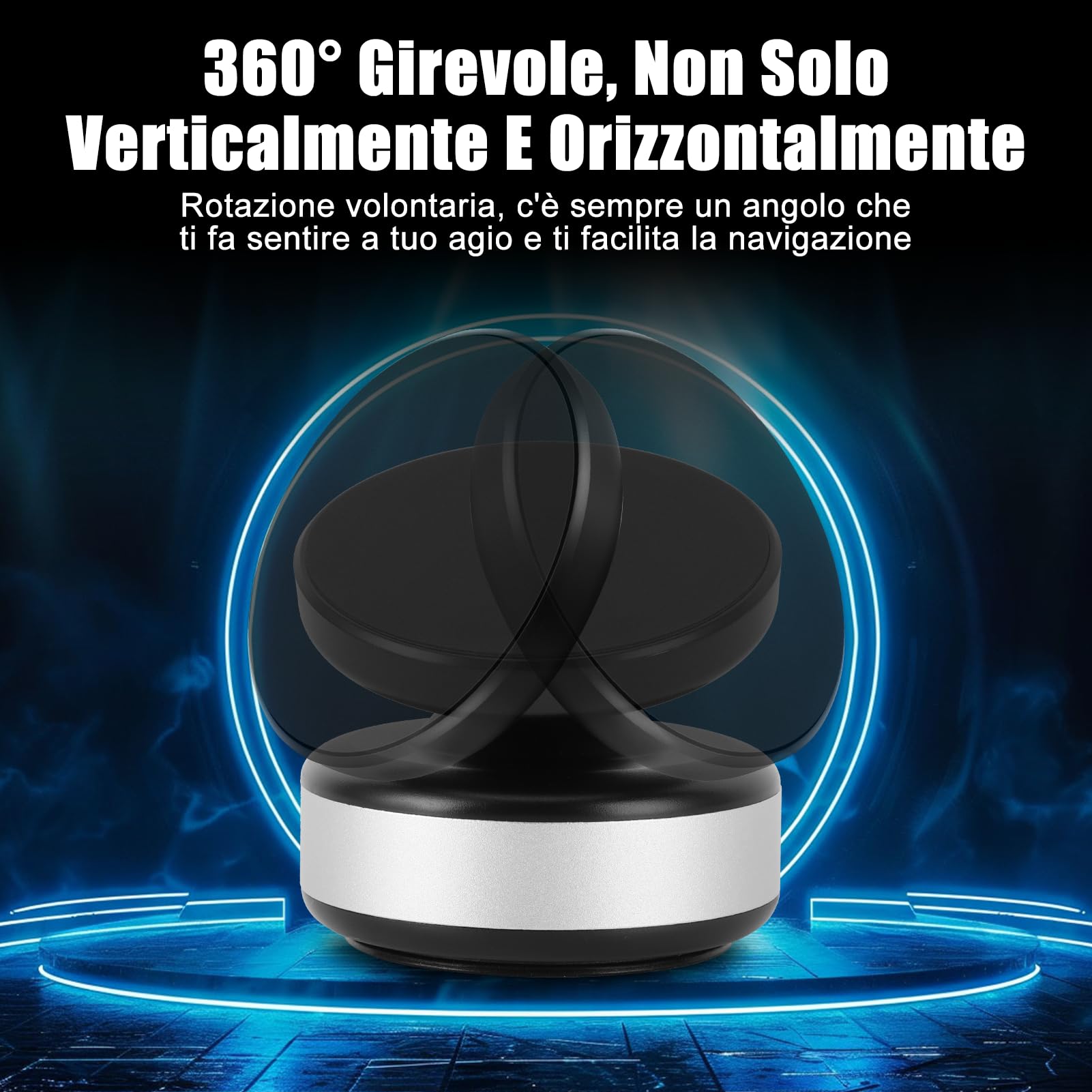 WODHMIEY Supporto Magnetico Sottovuoto Per Telefono Da Auto Con Rotazione A 360°, Design Double Face: Magnete E Vuoto, Adatto Per Auto, Case,Adatto Per metalliche (Argento,