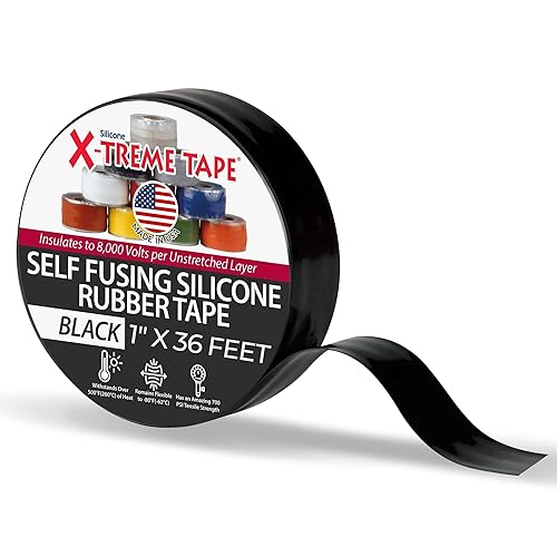 Productos Vypar TPE-X36B 1 pulgada x 36pies cinta de caucho de silicona auto-fusión X-Treme negra Negro 1