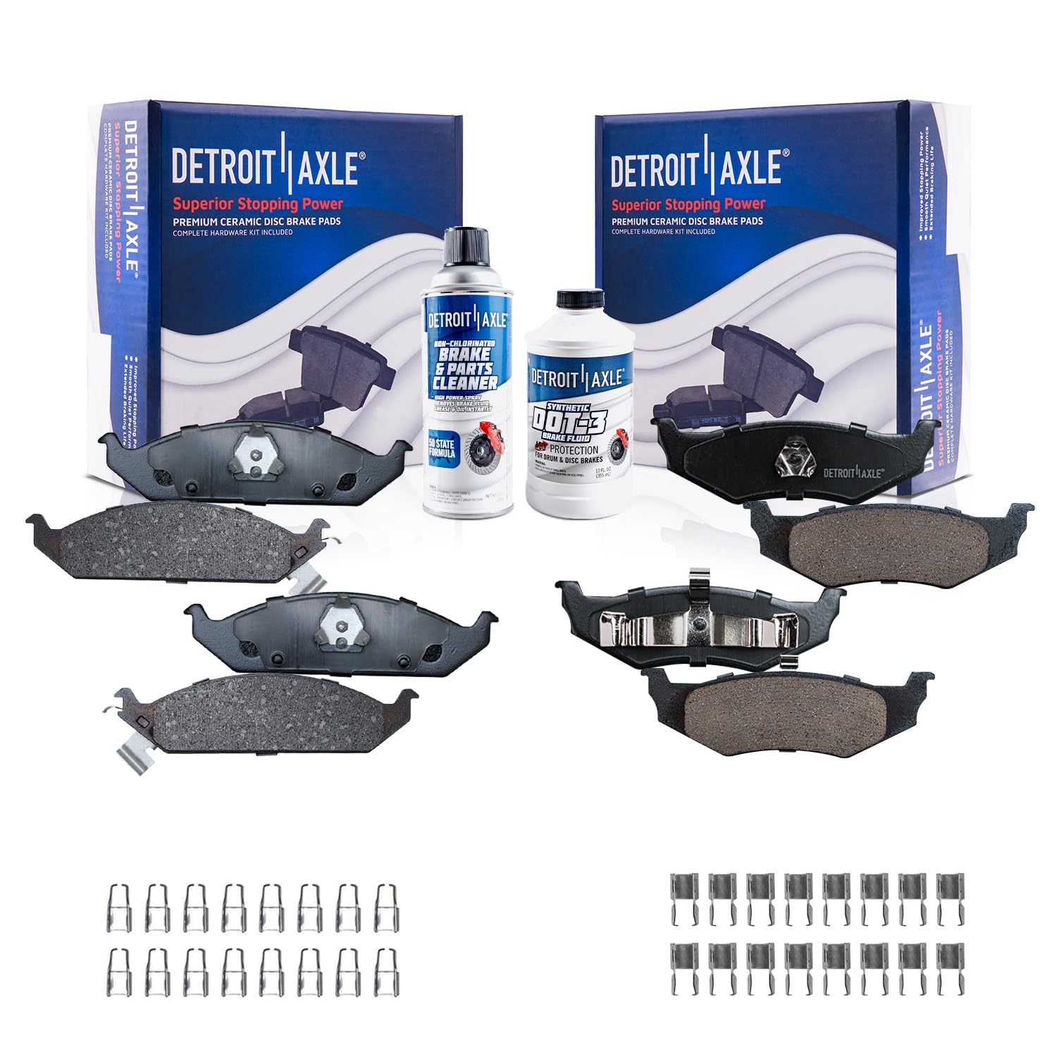 Detroit Axle - Front and Rear Ceramic Brake Pads with Hardware Replacement