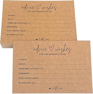 RXBC2011 Advice and Wishes Cards for the parents to be Babyl Shower Games Card Advice card for new Mommy and Daddy Pack of 50 kraft card